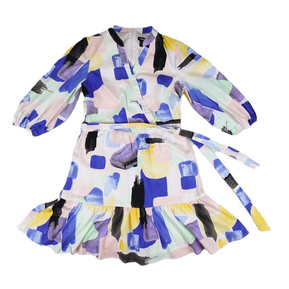 DKNY Abstract Print Balloon Sleeve Knee Length Dress - Picture 5 of 13